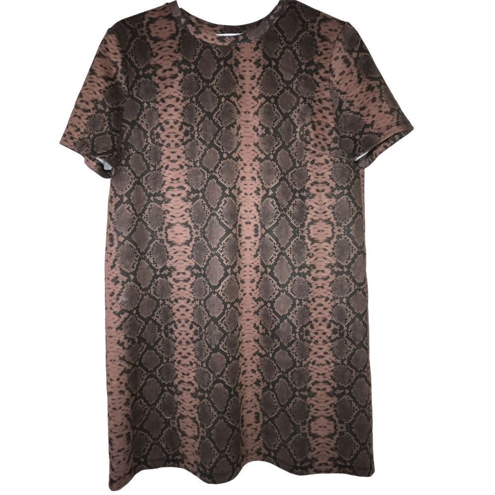 Zara Mini Trafaluc Dress‎ Sz 28 Med Faux Suede Snakeskin Print Stretch Comfort